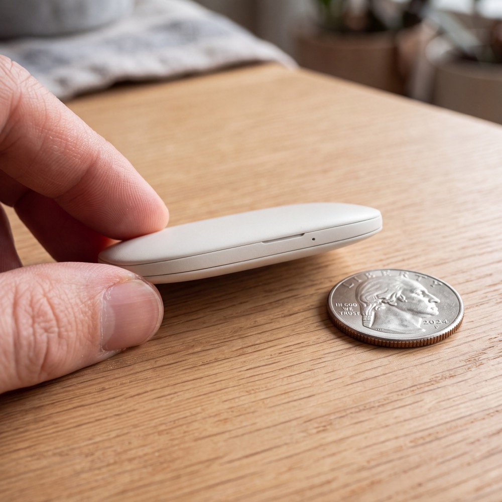The pod next to a US quarter, for scale