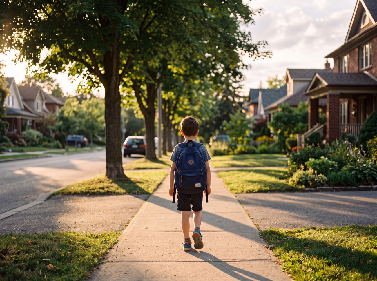 A child walking to school